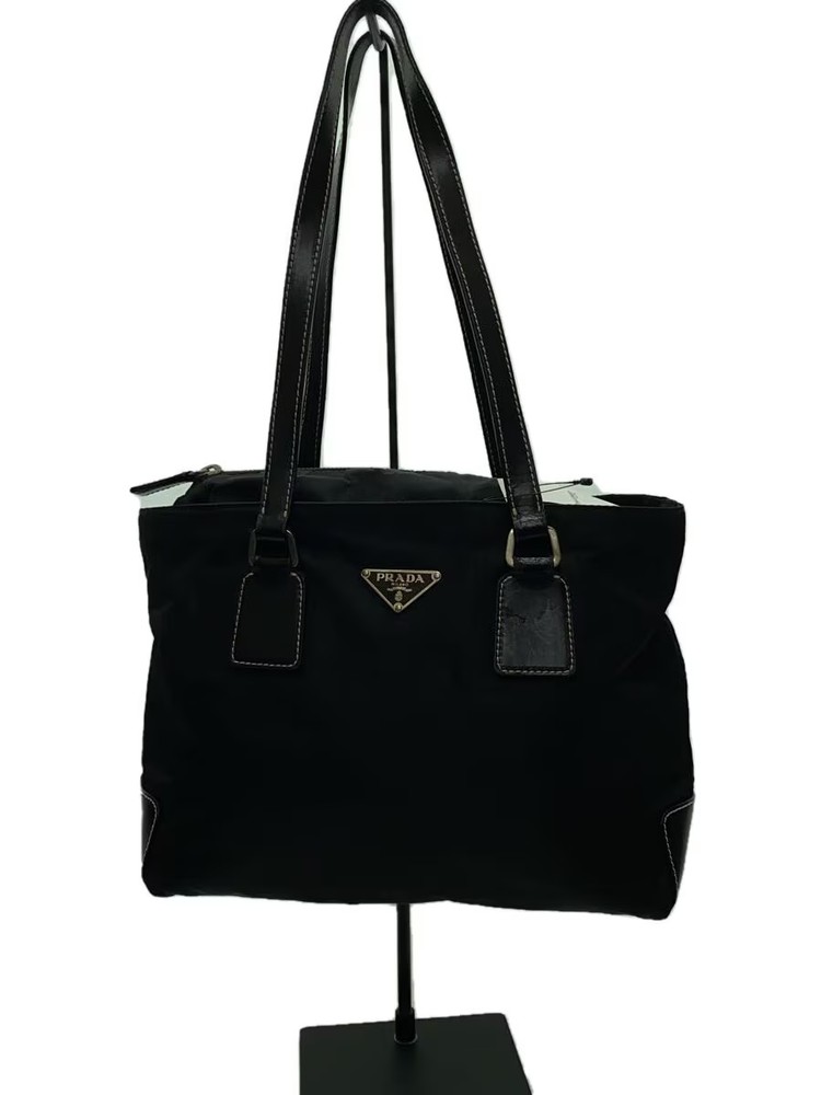 Prada Black Nylon Tessuto Handbag with Triangle Logo Plate Japan