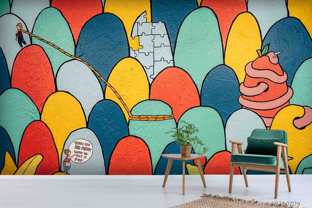 3D Abstract Wall Painting Graffiti Wallpaper Wall Murals Removable Wallpaper-image