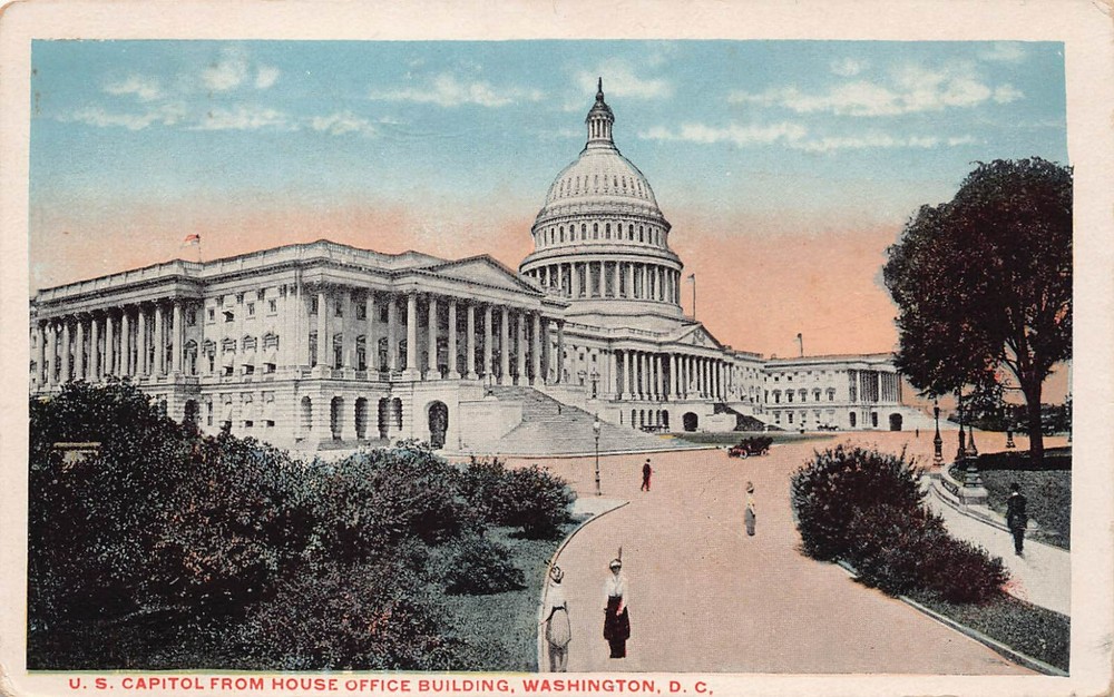 Washington DC Vtg Postcard Patriotic Senate House Office US Capitol 1920s L6