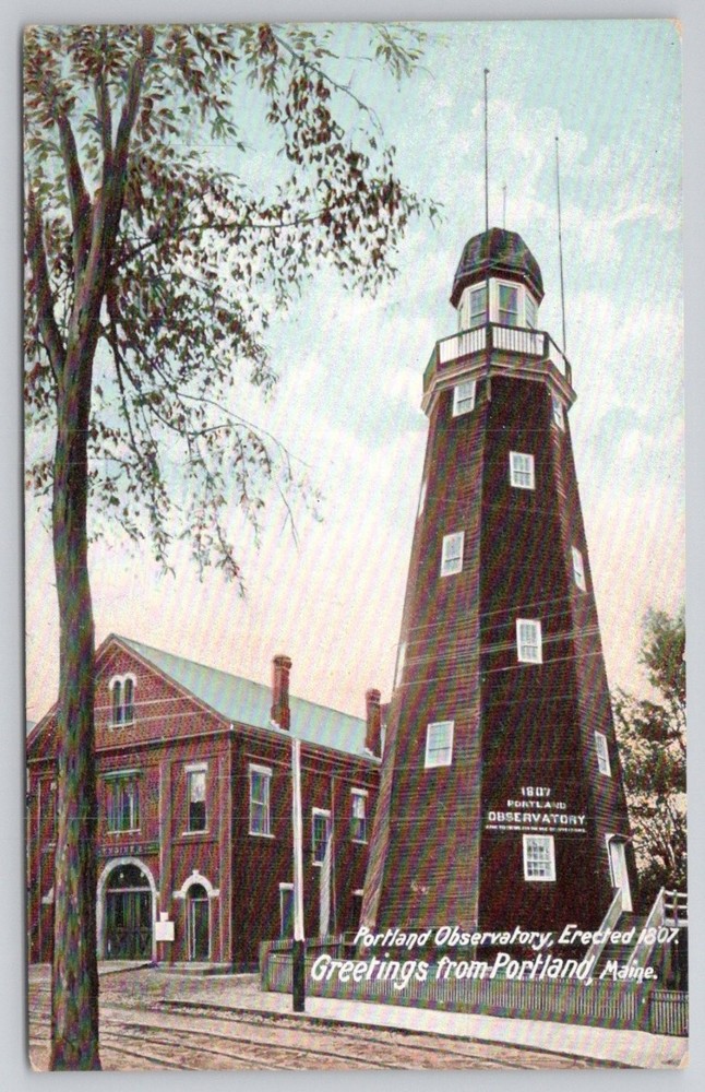 Portland Observatory Maine Postcard Hugh C. Leighton Co. German Print