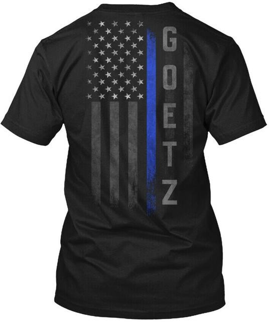 Goetz Family Thin Blue Line Flag T-Shirt Made in the USA Size S to 5XL