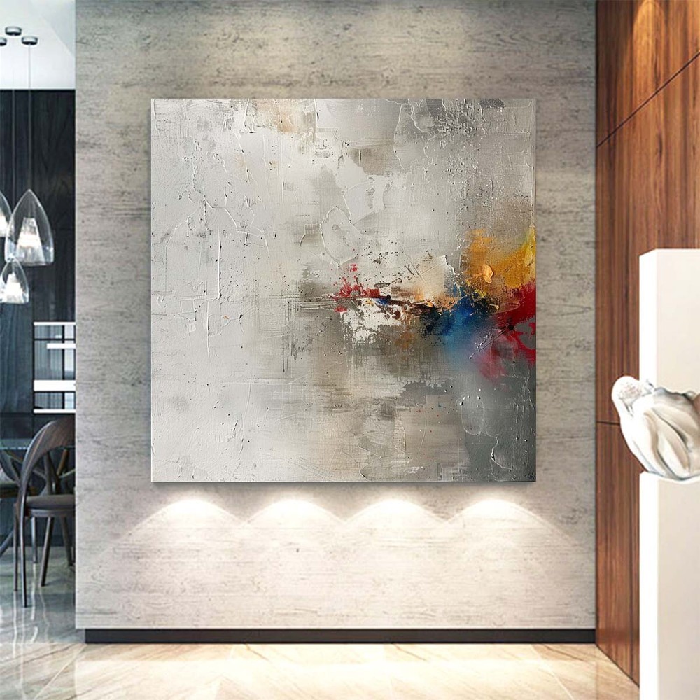 Gray Blue Hand-painted abstract oil Painting on canvas Home Wall Decor 31in