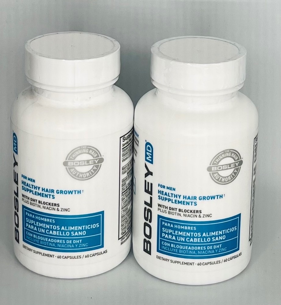 PACK 2! BOSLEYMD Healthy Hair Growth Supplements 60 capsules FOR MEN