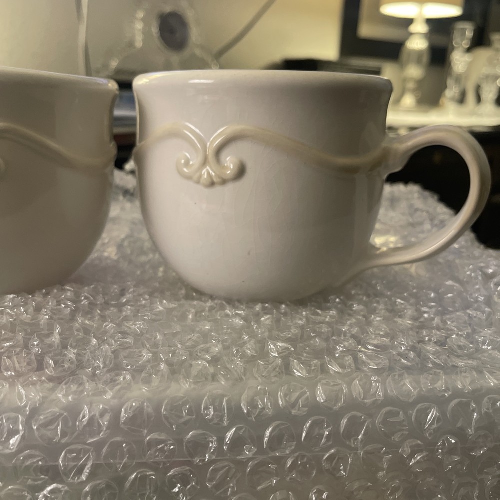 Princess House Pavilion Off White Oversized Soup  Mugs Set of 2