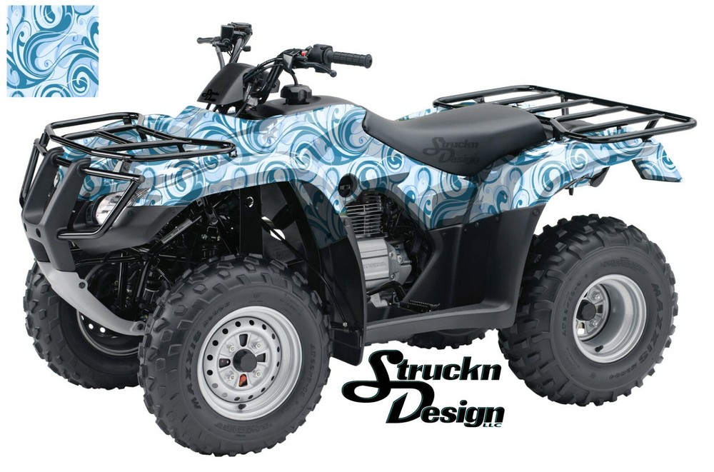 Light Blue White Swirl Vine Abstract Vinyl Graphic Wrap Kit ATV UTV Golf Cart US-image