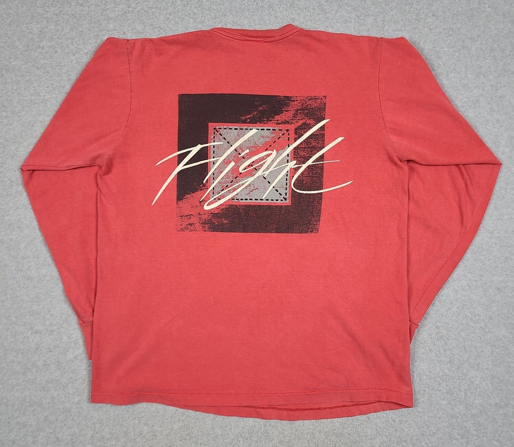 Vintage 90s Nike Flight Long Sleeve T-Shirt Sz M USA Red Faded Swoosh Sports