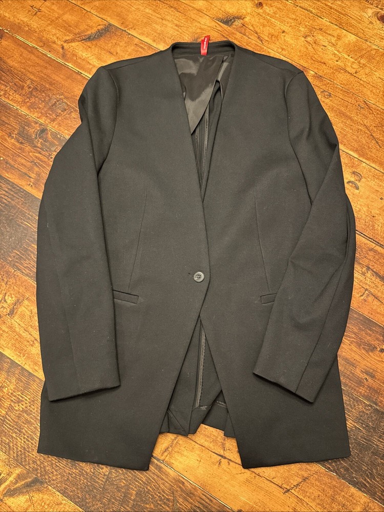 Spanx The Perfect Collarless Blazer Women Sz M Oversized Pointe Knit Black NWOT