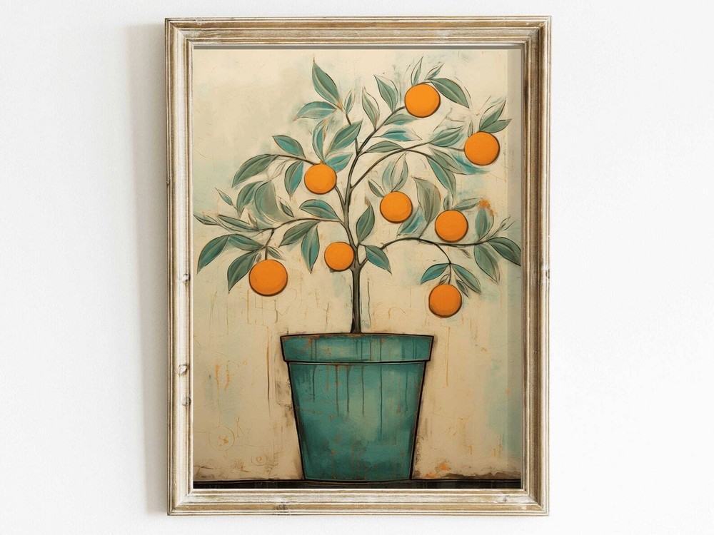 Vintage Botanical Wall Art Orange Tree Print Fruit Tree Art Mediterranean Decor
