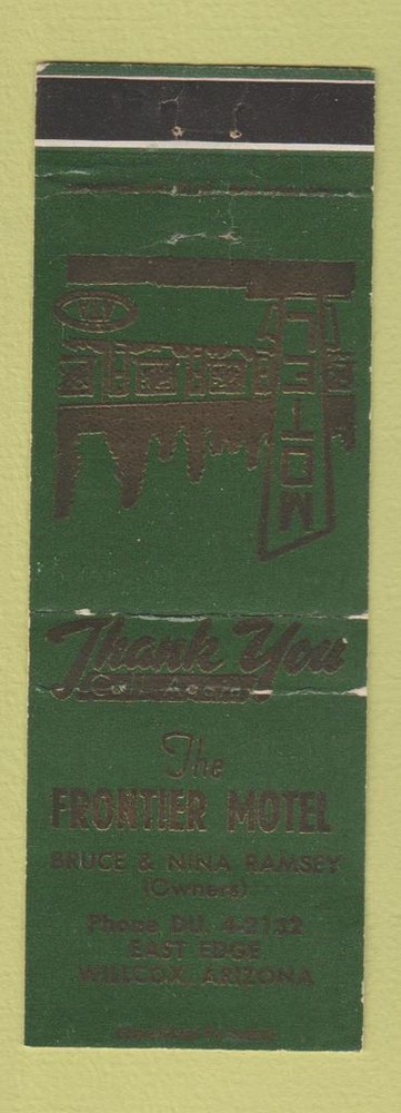 Matchbook Cover - Frontier Motel Willcox AZ WEAR