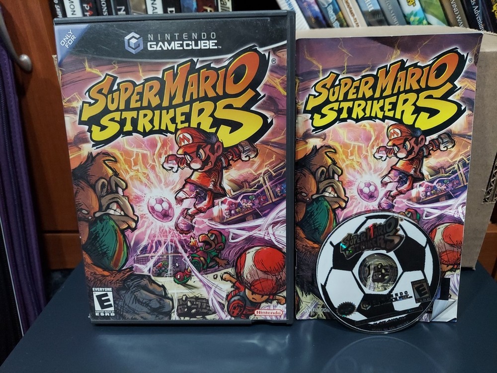 Super Mario Strikers Nintendo GameCube Box, Disc, And Manual