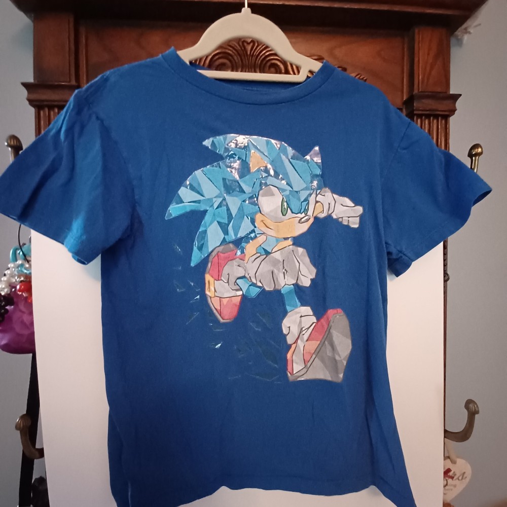 Graphic Sonic the Hedgehog T-Shirt Boy's  Royal Blue Short Sleeve Size XL