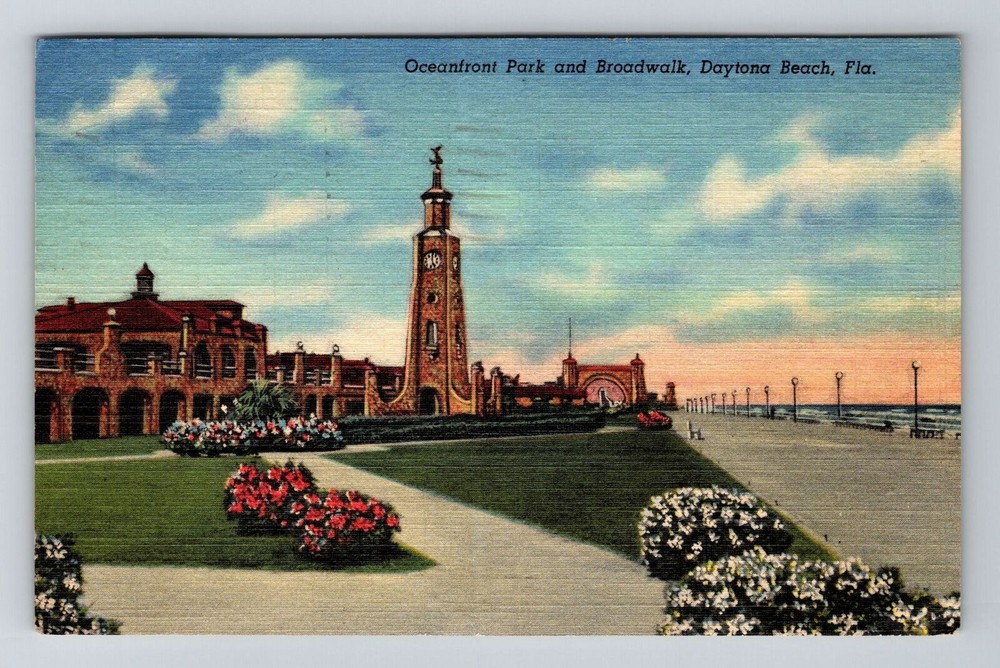 Daytona Beach FL-Florida, Oceanfront Park and Boardwalk, Vintage Postcard