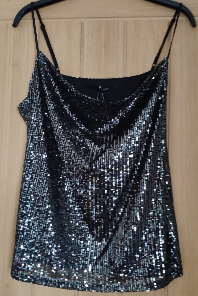 NWT Black Lined Sequin Top Plus Size 22