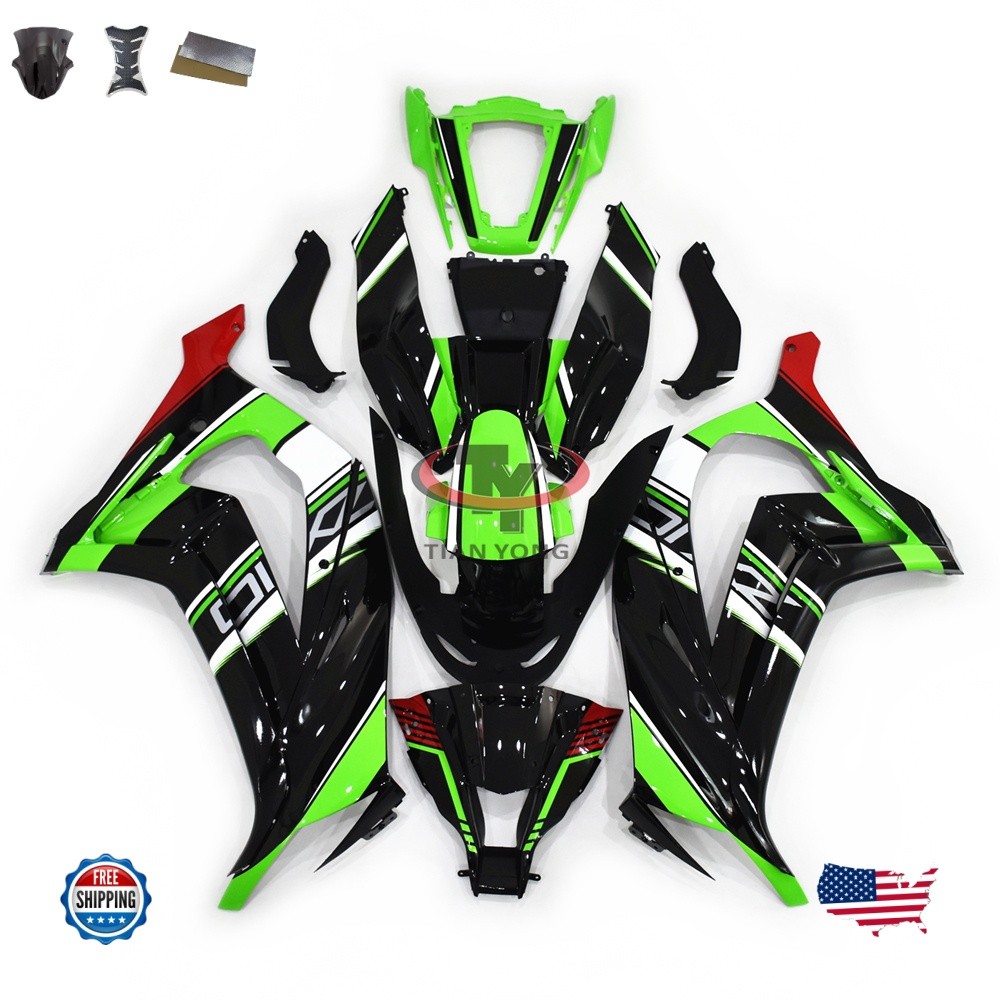 Black Green Red ABS Injection Fairing Kit For Kawasaki Ninja ZX10R 2011-2015 13