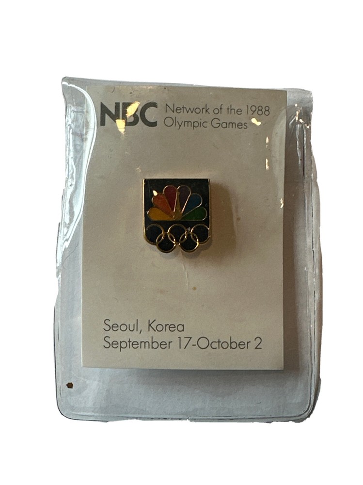 NBC Network 1988 Olympic Games Korea Vintage Lapel Pin Enamel Front