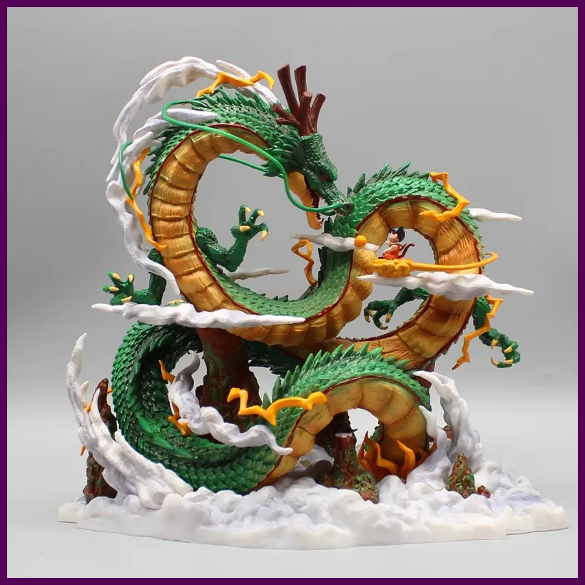 22cm Anime Dragon Ball Figure Shenron & Goku PVC Statue Collectible Toy Gift
