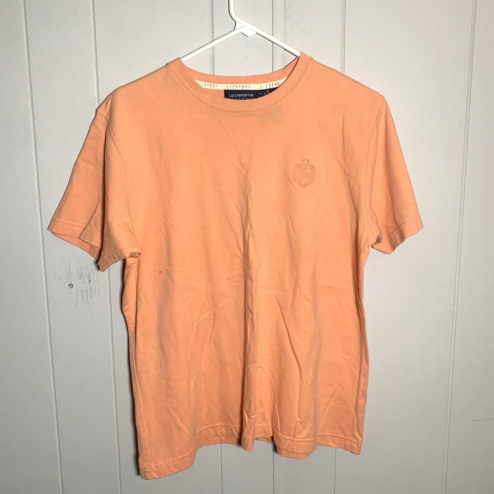 90s VTG LIZSPORT Liz Claiborne Sport Boxy M Crest Logo Plain T Shirt