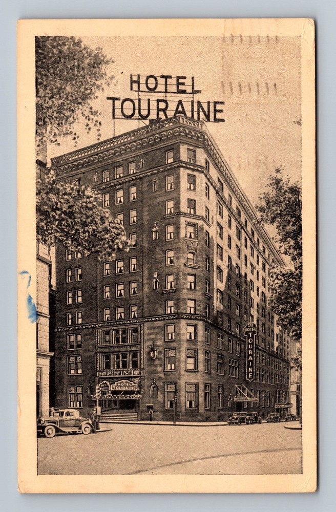 Boston MA-Massachusetts Hotel Touraine Vintage c1941 Postcard Standard Postal