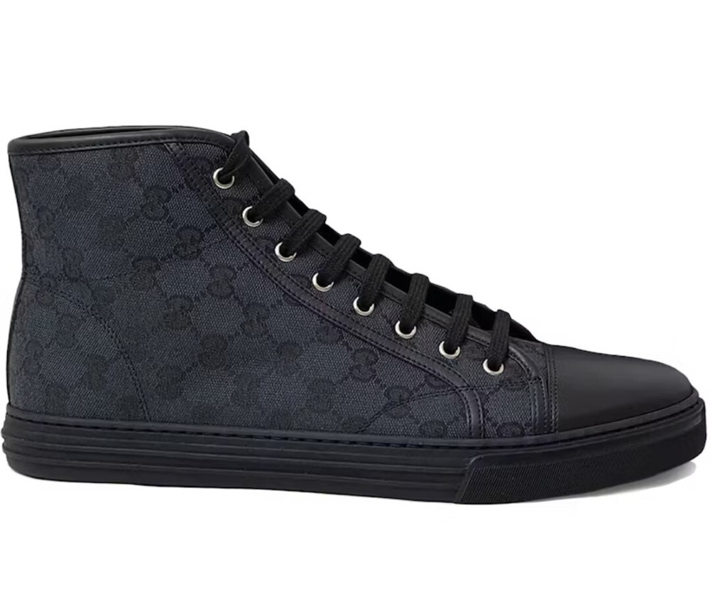Authentic GUCCI GG Canvas Sneakers for Men in Black Size 5 426188
