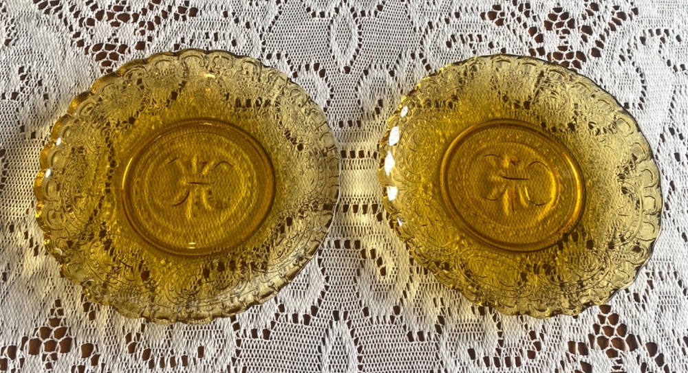 2 Set Vintage Amber Indiana Glass  6” Dessert Plate Small Collect