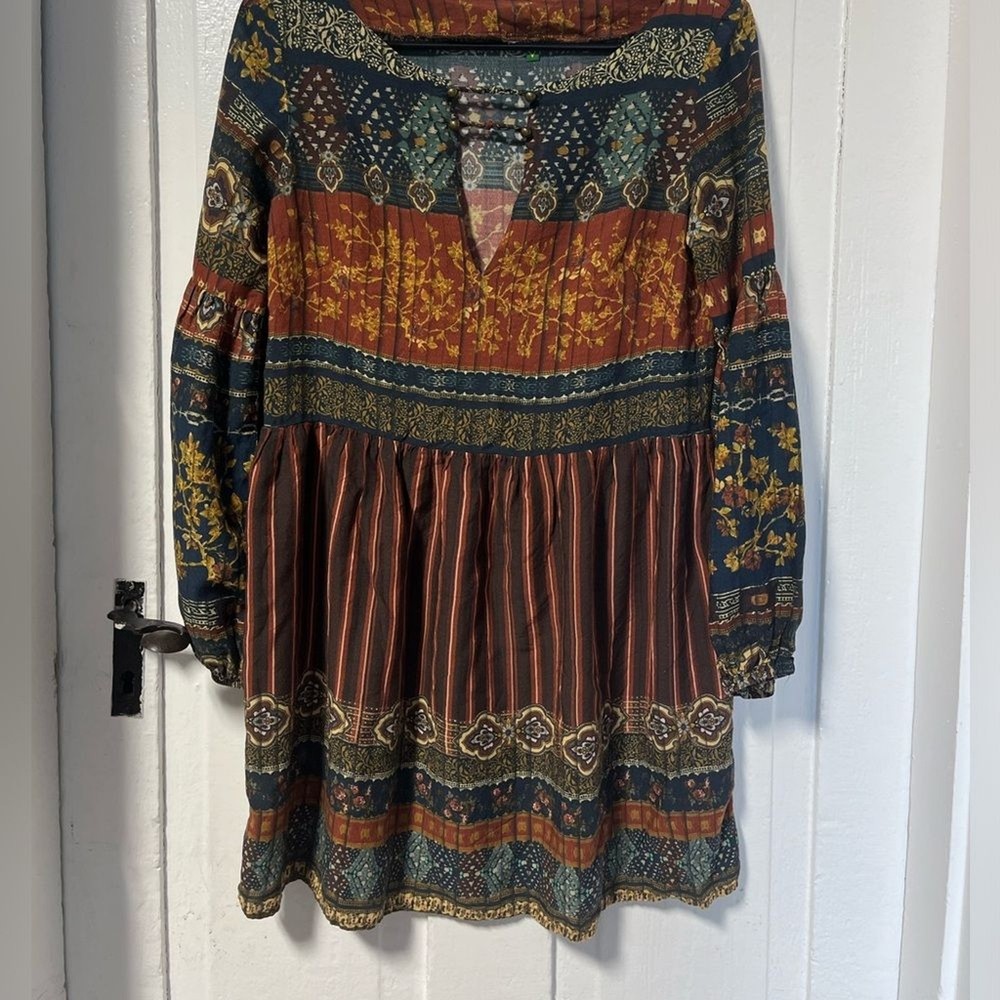 Farm Rio Bohemia mixed patchwork dress size small