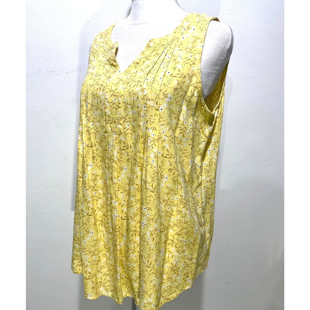Croft & Barrow Yellow Floral Babydoll Peasant Top Casual Comfortable Women Cottage Core