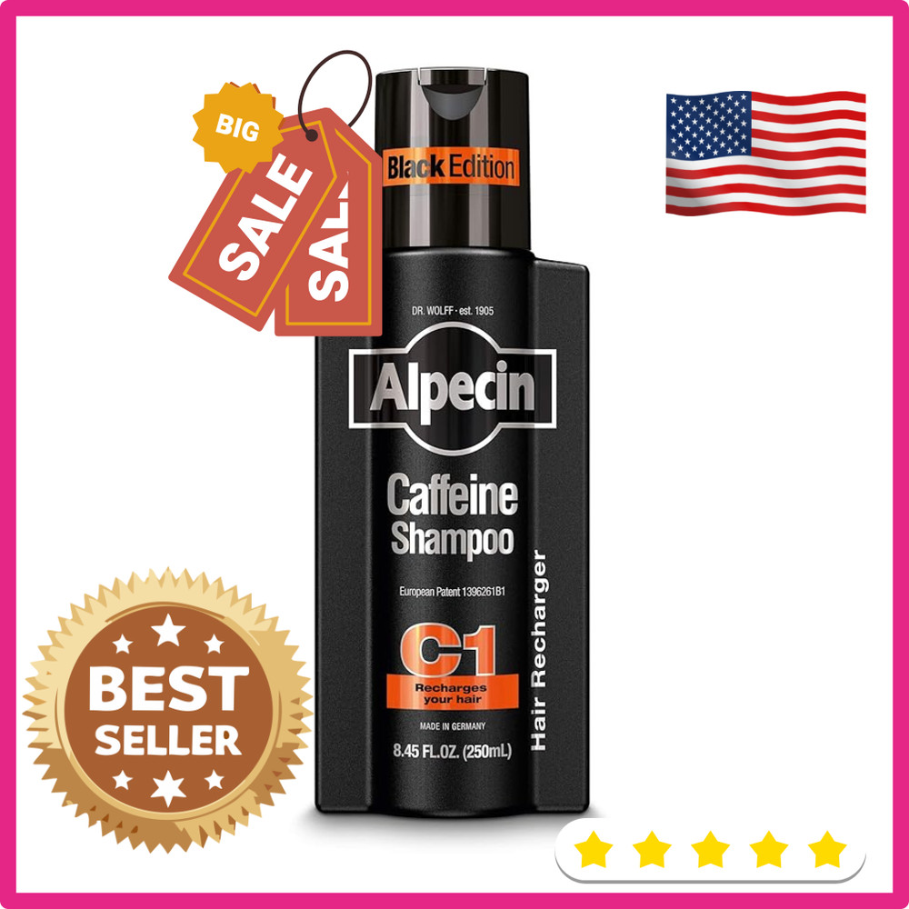 Alpecin Caffeine Shampoo C1 Black Edition with Bold Fragrance 8.45 Oz I Hair Per