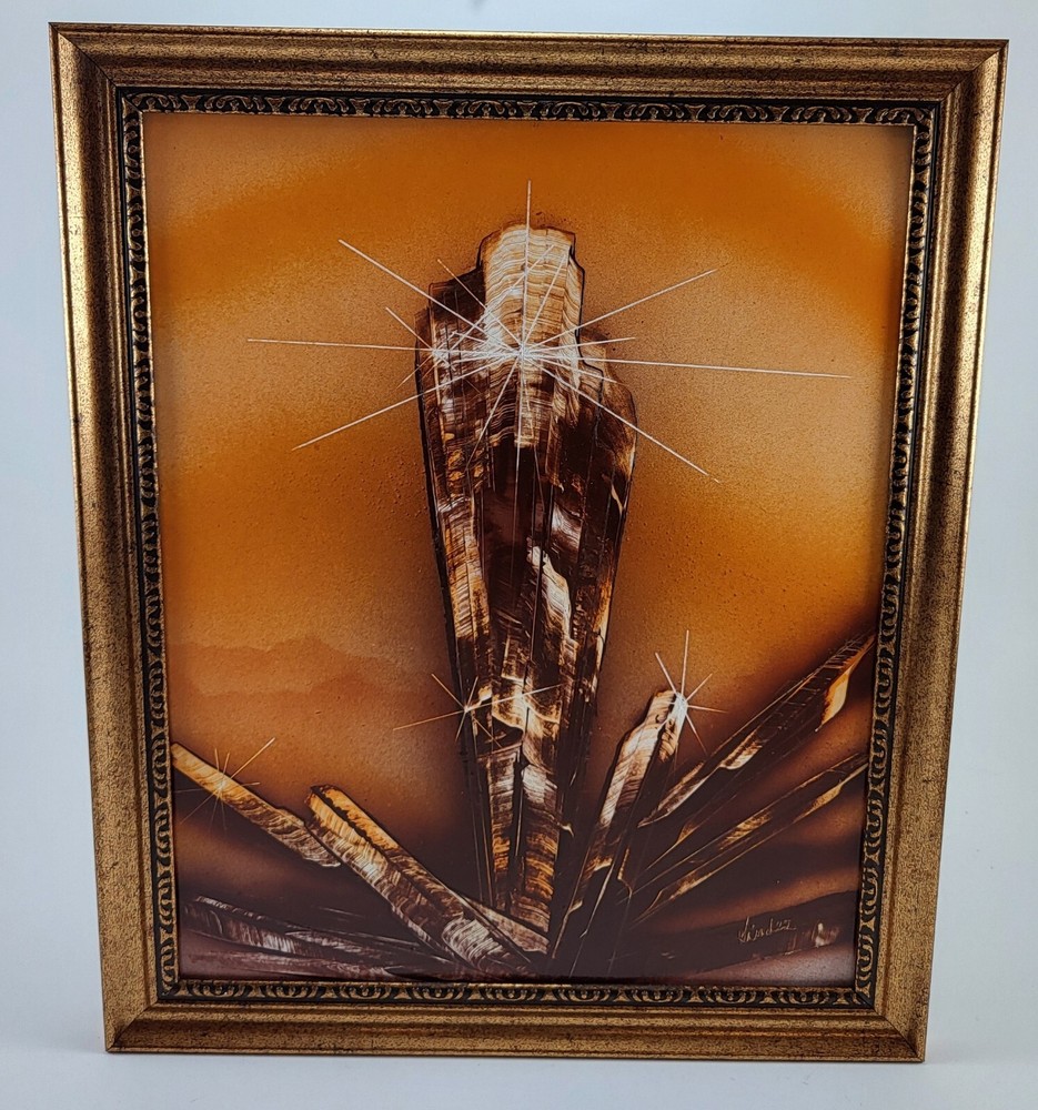 Framed Crystal Original Art from Orange to Brown color signed by Jason Girard.