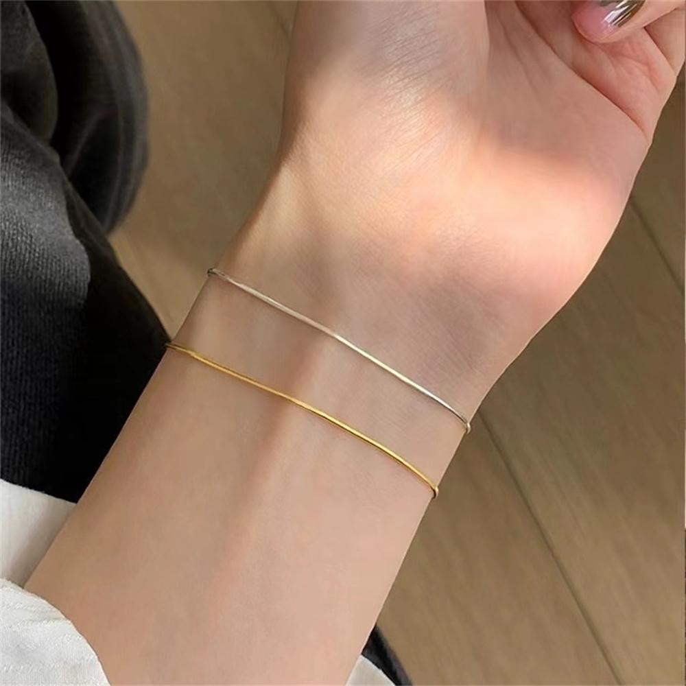 Ultra-fine Gold Snake Chain Bracelet - Elegant Stainless Steel Jewelry