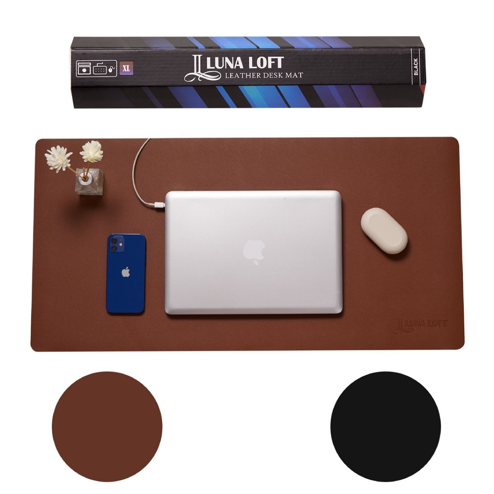 Large Leather Desk Pad Protector | Non-Slip PU Leather Office Mat | Waterproof W
