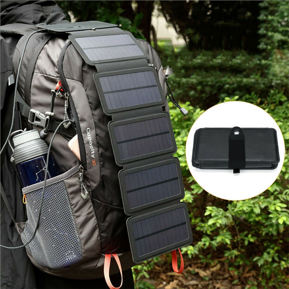 Solar Panel Folding PV Power Bank Outdoor Camping Hiking USB Phone Charger Car