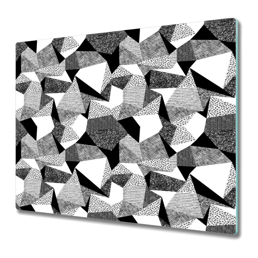 Glass Chopping Board Scribbles geometric shapes charcoal effect triangles 60x52