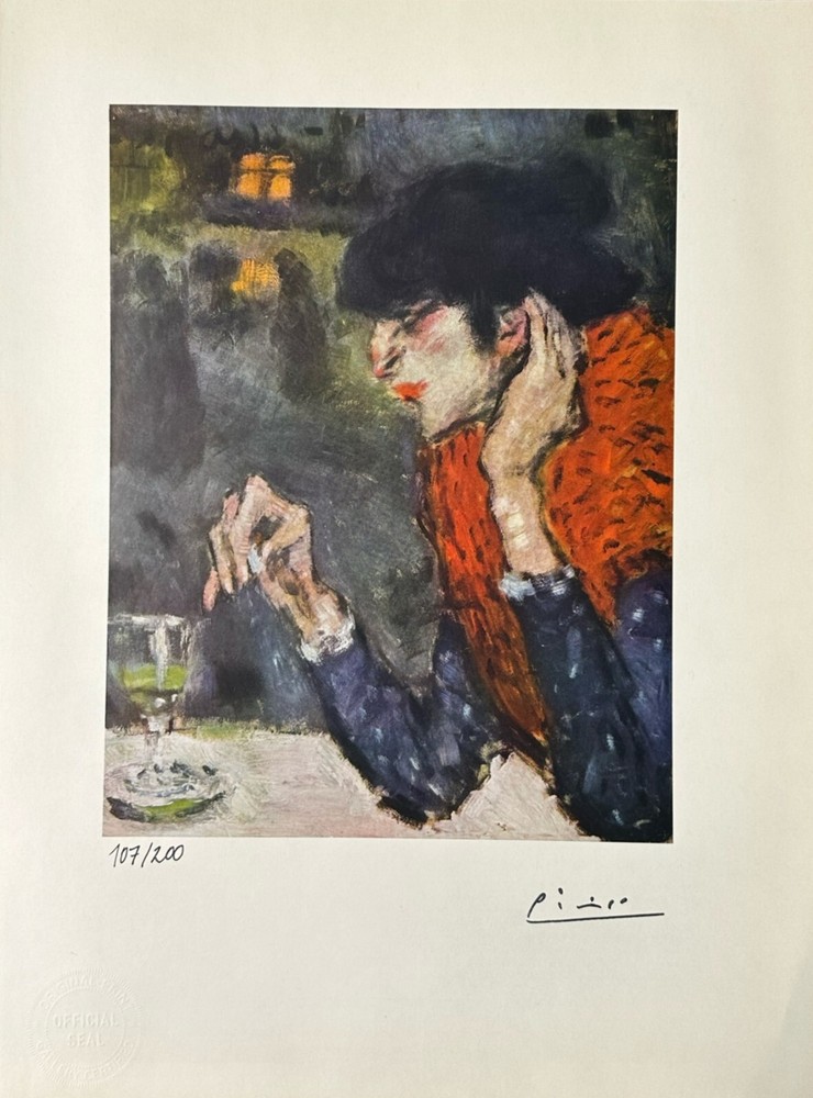 Pablo Picasso Original Signed Printt - The Absinthe Drinker, 1901-image