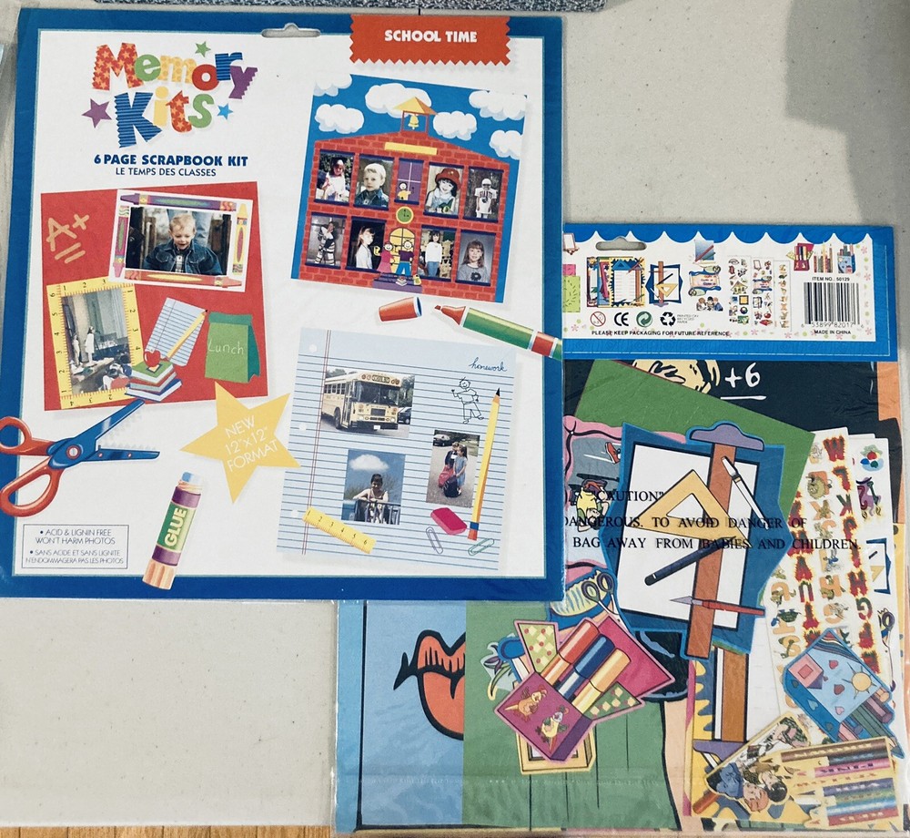 (2) 47 Pc SCHOOL Time Scrapbooking Kits Paper Sheets Stickers Crafts Acid Free-image