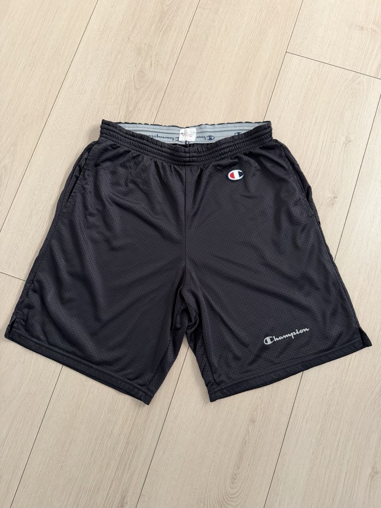 Champion Men's Mesh Athletic Shorts Size M Black Drawstring Elastic Waist