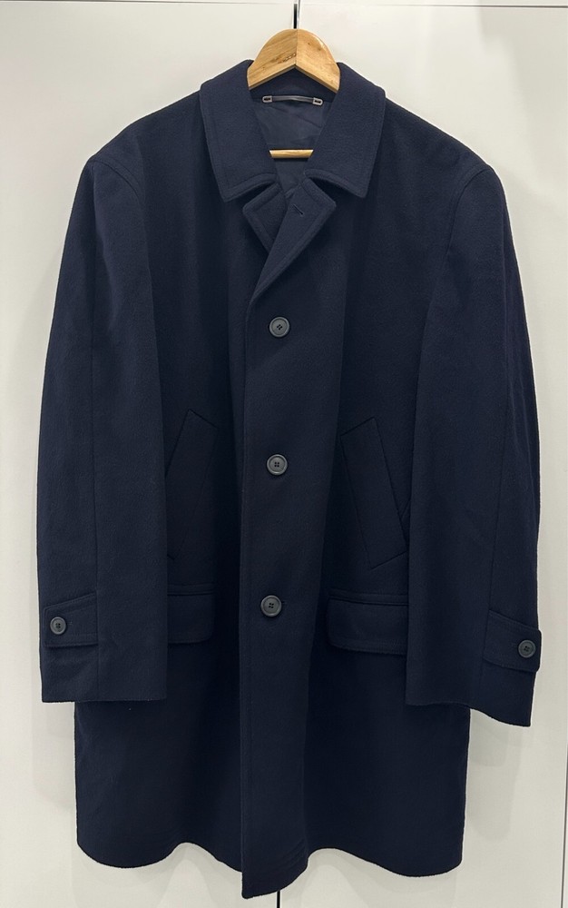 STEINBOCK HIMALAYA LODEN MEN'S WOOL COAT size 52 or L OVERCOAT BLUE NAVY