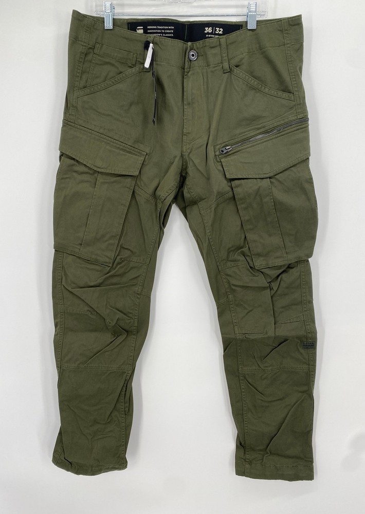 G-Star Raw Mens Rovic Zip 3D Straight Tapered Cargo Pant Size 36 x 32 Green