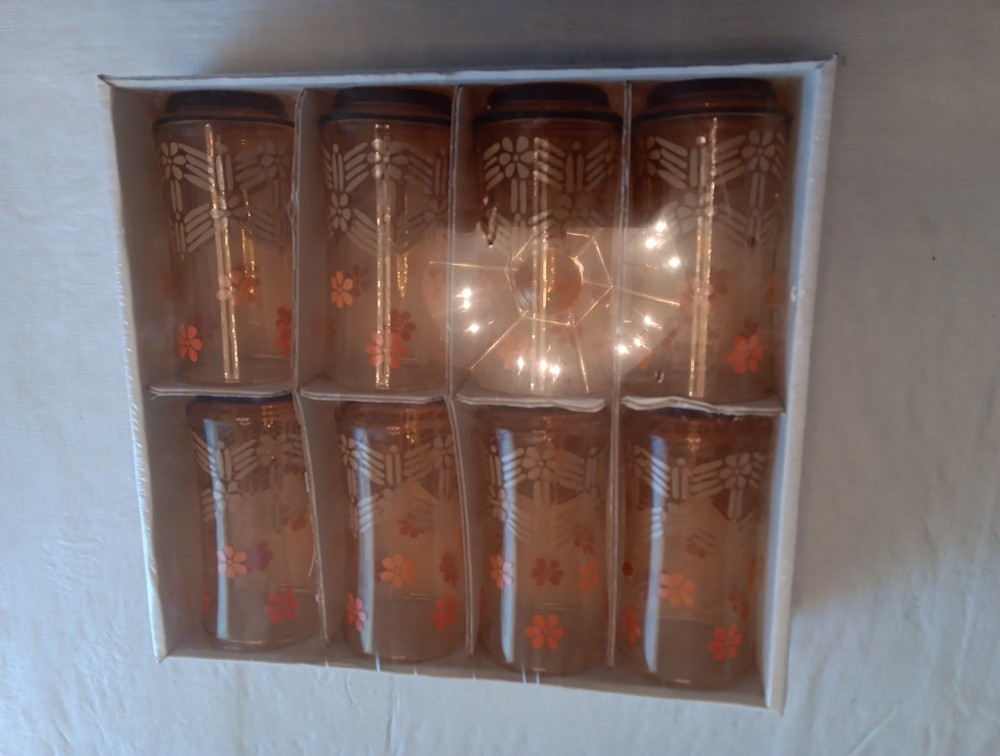 Vintage Libbey Informals Amber Ombre 12oz Glass Tumblers NOS