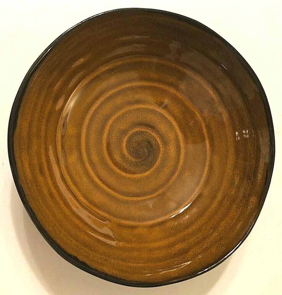 2010 Civilizations Reactive Glazed Stoneware Brown Swirl 7 3/4
