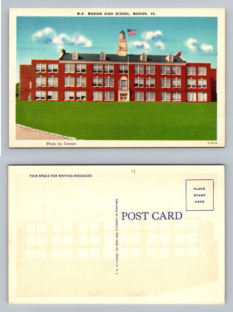 Marion, VA-Virginia, Marion High School Red Brick Building Vintage Postcard