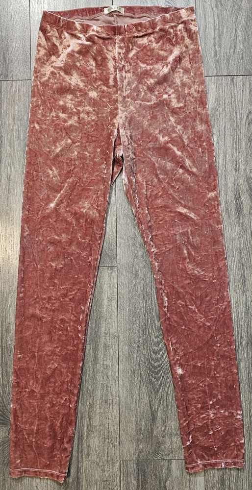Yelete Mid Rise Velvet Velour Leggings Pink Women’s Size Small 29' Inseam