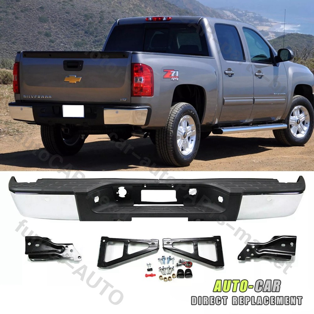 Chrome Rear Bumper for 2007-2013 Chevy Silverado GMC Sierra 1500 Truck TX