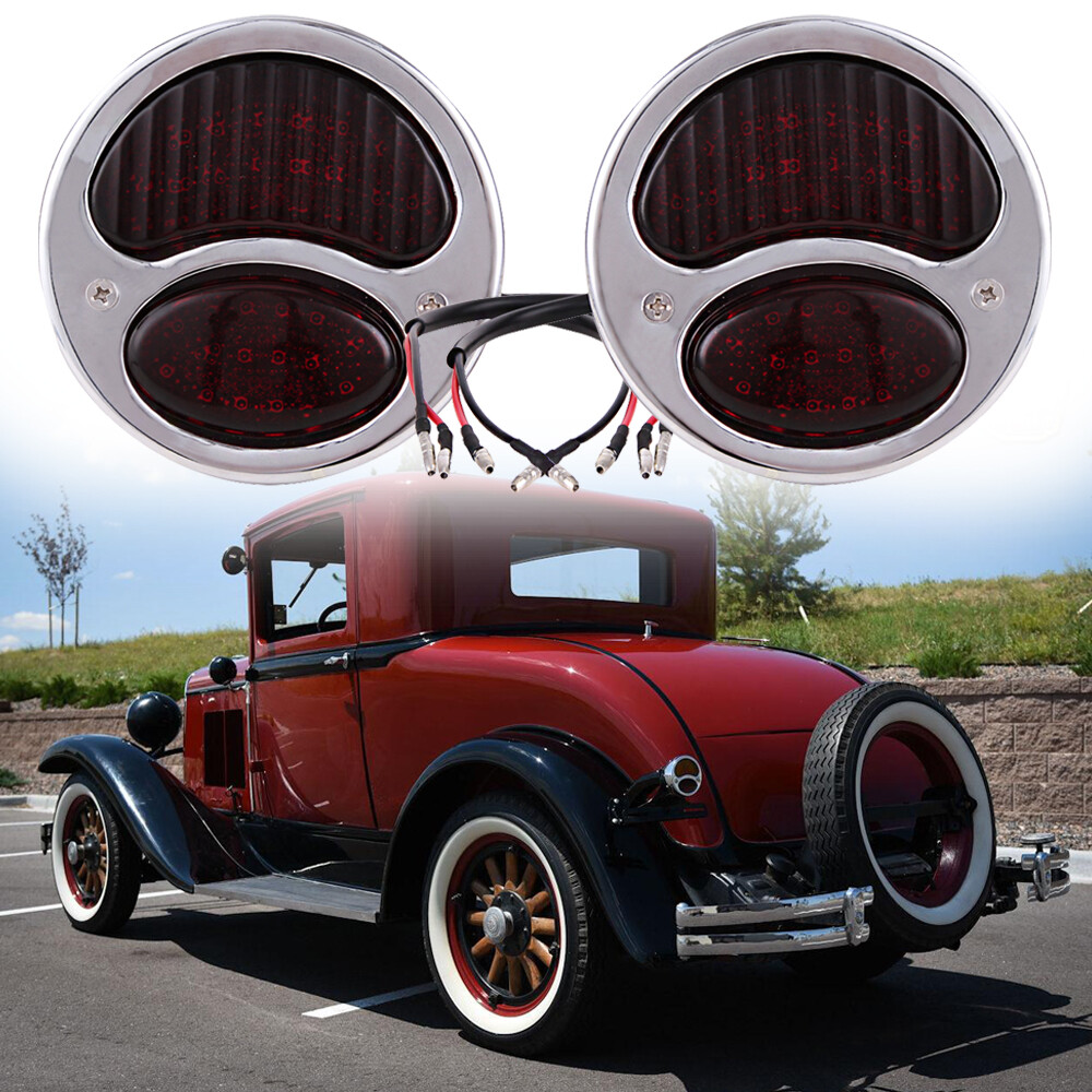 Ford 28-31 2x Model A Red Tail Brake Light Lamp for Rat Rod Trucks