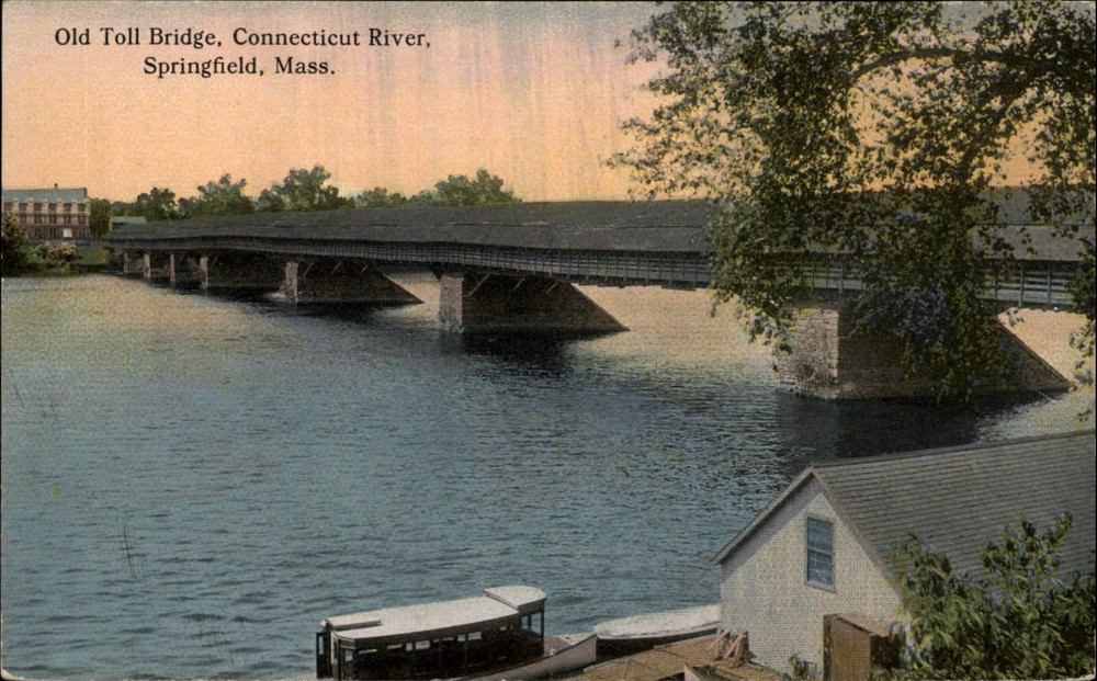 Springfield Massachusetts Old Toll Bridge Connecticut River c1910 postcard