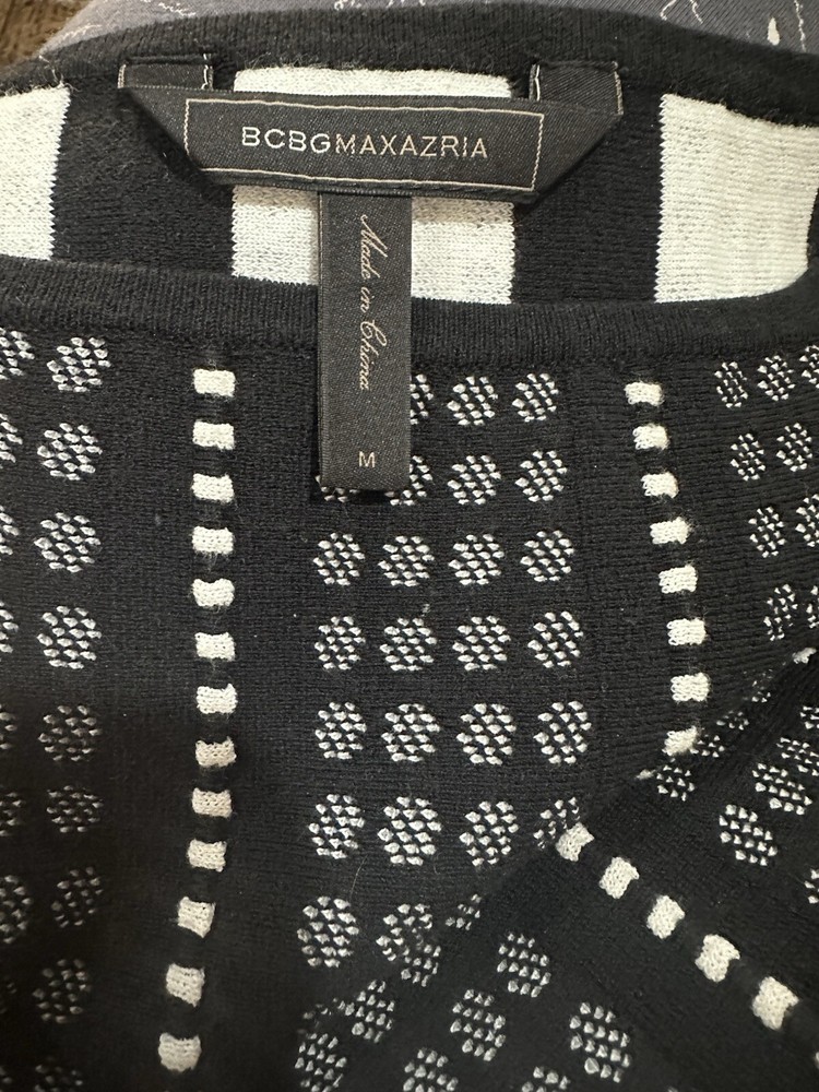 BCBG MAXAZRIA Knee Length Stretchy Sleeveless Knit Dress Size M- Black Stripe