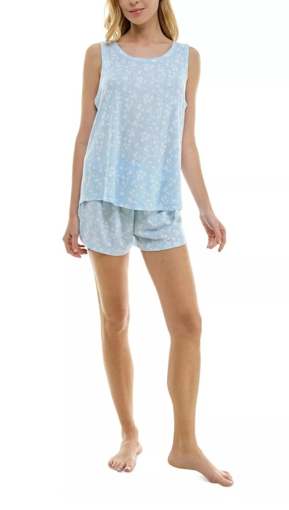 Roudelain Womens 2 Piece Pointelle Tank Pajamas Set Size XL - Blue