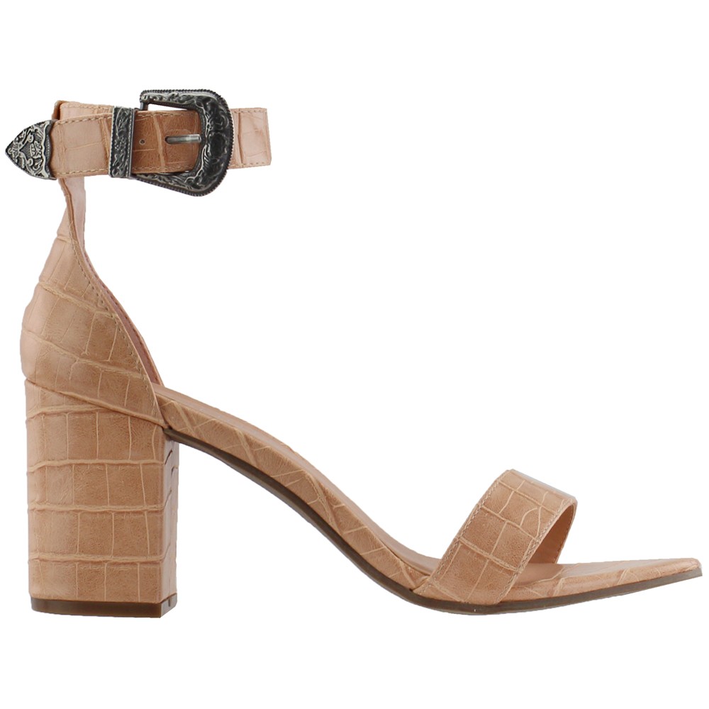 Matisse Callin Croc Ankle Strap Block Heels in Beige Womens Dress Sandals