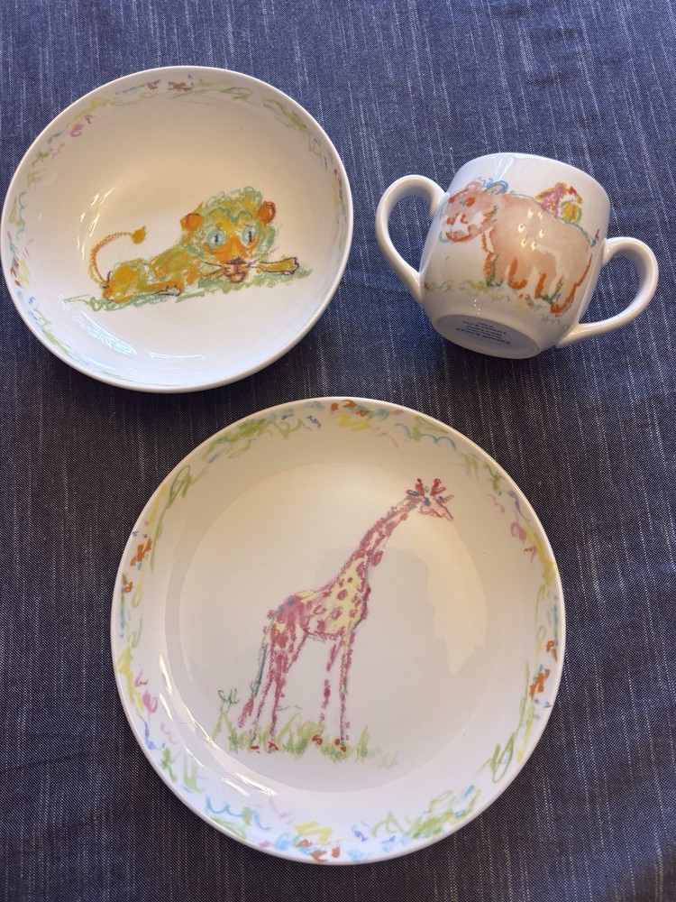 Tiffany &Co. Tiffany Jungle Baby Set 3pc Cup Bowl Plate Plate England Bone China