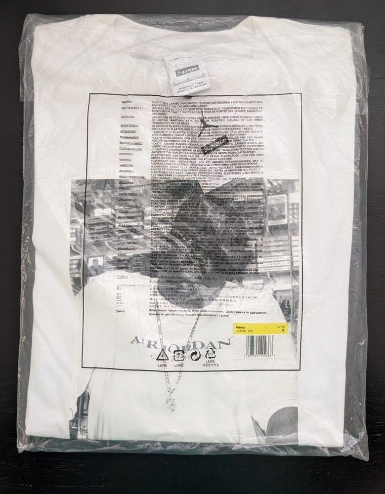 Supreme Jordan Biggie Smalls S/S Top White Mens Size S NWT