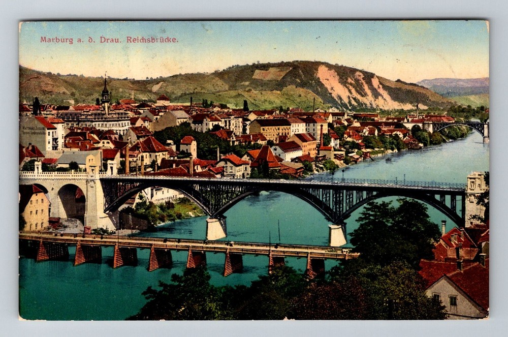 Slovenia- Marburg Drava River Imperial Bridge Old Postal View Vintage Postcard